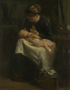 A Young Woman nursing a Baby by Jacob Maris