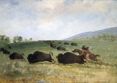 An Osage Indian Lancing a Buffalo by George Catlin