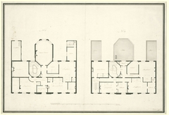 Architectonische ontwerptekening met plattegronden van de derde en vierde verdieping van Huis Kops te Haarlem by Abraham van der Hart