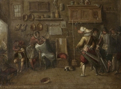 At the Barber's by style of Frans Francken III