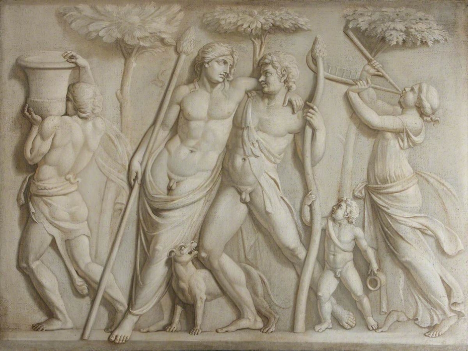Bacchus (Dionysus), Ampelos, Silenus and a Maenad