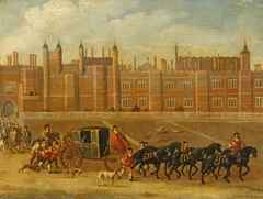 Charles II (?) leaving Hampton Court