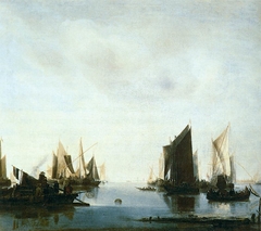 Coast Scene with Sailing Vessels by Jan van de Cappelle