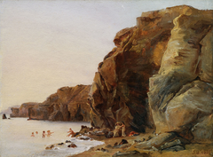 Côte rocheuse avec des baigneuses by Louise-Joséphine Sarazin de Belmont