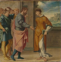 Cyriakus-Folge: Der hl. Cyriakus wird vom Perserkönig begrüßt by Barthel Bruyn the Elder