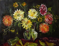 Dahlias and Peppers by Elena Roush