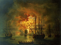 Destruction of the Turkish Fleet in the Bay of Chesme by Jacob Philipp Hackert