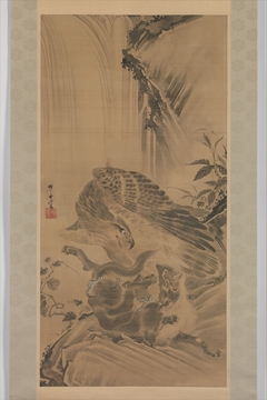 Eagle Attacking a Mountain Lion by Kawanabe Kyōsai