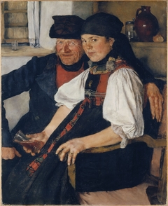 Elderly Farmer and Young Girl ("The Unequal Couple") by Wilhelm Leibl