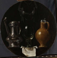 Emblematic Still Life with Flagon, Glass, Jug and Bridle