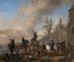 Falconers setting out on a Hunt