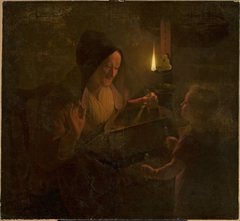 Figural scene by candlelight by Michiel Versteegh