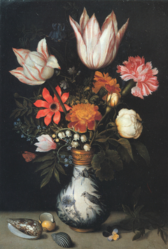 Flowers in a Wan-Li Vase with Shells