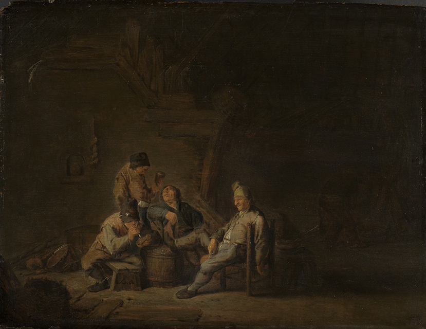 Four Peasants Drinking and Smoking at an Inn