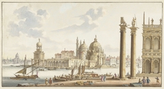 Gezicht op de Sta. Maria della Salute vanaf het S. Marcoplein te Venetië by Jan van Call I