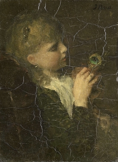 Girl with a Peacock Feather by Jacob Maris