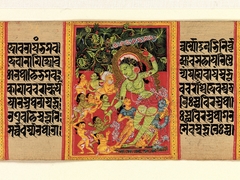 Green Tara Dispensing Boons to Ecstatic Devotees: Folio from a Manuscript of the Ashtasahasrika Prajnaparamita (Perfection of Wisdom) by Anonymous