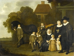 Group Portrait of the Meebeeck Cruywagen Family at the Gate of their Country Home on the Uitweg near Amsterdam by Unknown Artist