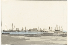 Haven van Barletta met schepen by Louis Ducros
