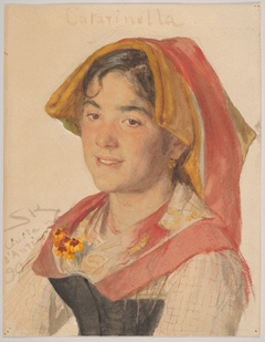Head of an Girl from Civita d'Antino in Regional Dress (Catarinella")" by Peder Severin Krøyer