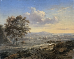 Hilly Landscape with a Rider on a Country Road by Jan Wijnants