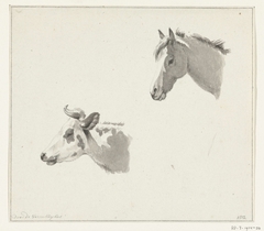 Hoofd van een paard en de kop van een koe by Jean Bernard