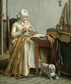 Interior with Sewing Woman. by Wybrand Hendricks