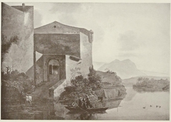 Italianate landscape with a house in the bend of a river
