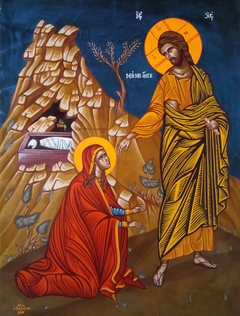 Jesus Christ do not touch me - Egg Tempera on wood by Spiros Tseronis