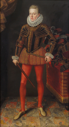 Kaiser Matthias (1557-1619), Bildnis als Erzherzog im Harnisch in ganzer Figur, mit einem Feldherrenstab