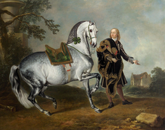 Kladruber Hengst "Scarramuie" mit einem Bereiter by Johann Georg de Hamilton
