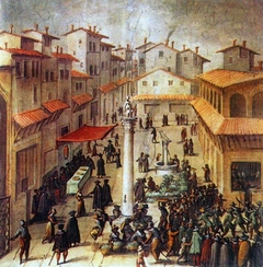 L'attuale della Repubblica a Firenze, prima degli sventramenti ottocenteschi. by Stradanus