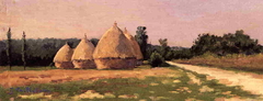 Landscape with Haystacks by Gustave Caillebotte