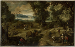 Landscape with peasants by Jan Brueghel the Elder