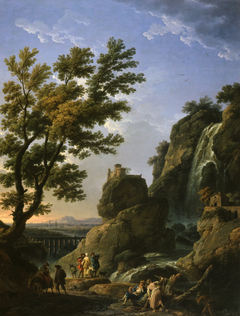 Landscape with Waterfall and Figures by Claude-Joseph Vernet