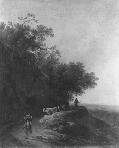 Landschaft mit Vieh und Hirten by Georges-Frédéric Meyer