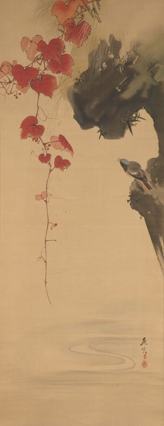 Leaves and Bird by Shibata Zeshin