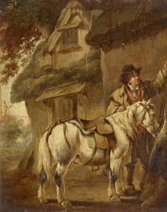 Man with Pony outside a Cottage by manner of George Morland