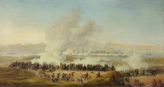 Manning the Guns: British Bluejackets Firing on a French Island Fort, circa. 1810