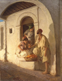 Marchand d'oranges dans une ruelle d'Orient by Hippolyte Lazerges