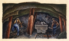 Mining in Illinois (mural study, Eldorado, llinois Post Office) by William S Schwartz