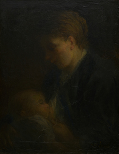 Mother feeding a child by Jozef Israëls