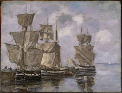 Navires dans le Port à Honfleur by Eugène Louis Boudin