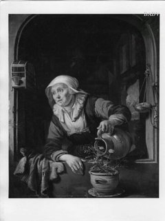 old woman at window by Domenicus van Tol
