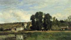 On the banks of the Seine at Lévy, 1884 by Eugène Lavieille