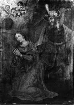 Onthoofding van H. Barbara met beulsknecht en twee putti by anonymous painter