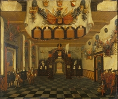 Ontvangst van Prins Willem III in 1674 in de Statenkamer van Utrecht ter gelegenheid van zijn aanstelling tot erfstadhouder by Anoniem Noord-Nederlands