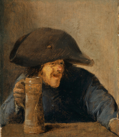 Peasant with Bicorne and Tankard by Adriaen Brouwer