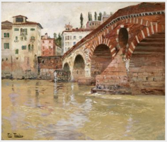 Ponte Vecchio, Verona by Frits Thaulow