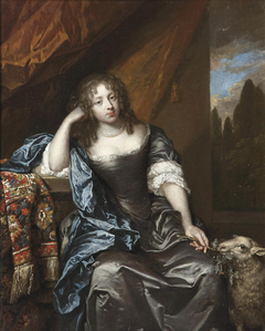 Portrait of a Lady with a Lamb by Caspar Netscher